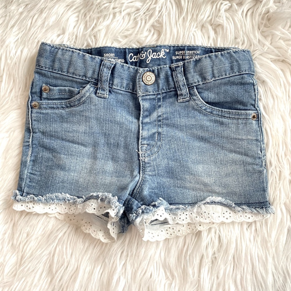 Cat & Jack Toddler Girls 3T Eyelet Denim Shorts NWOT